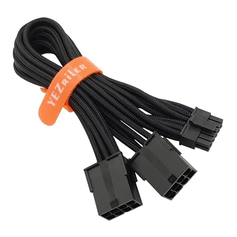 YEZriler 12 Pin GPU Cable, Dual PCIe 8 Pin Female to Mini 12 Pin GPU Power Adapter Sleeved for Graphics Card 9.5-inch(24cm)