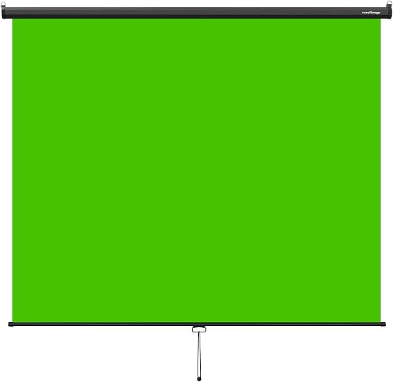 excelimage Pull-Down Green Screen Backdrop, 79x75 Auto-Locking Chroma Key Panel with Wrinkle-Resistant Green Fabric for YouTube Videos, Music Videos, Photography, TIK Tok, or Gaming (Black Housing)