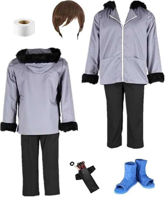 Anime Grey Coat Pants Costume Men's Outfit Halloween Cosplay
