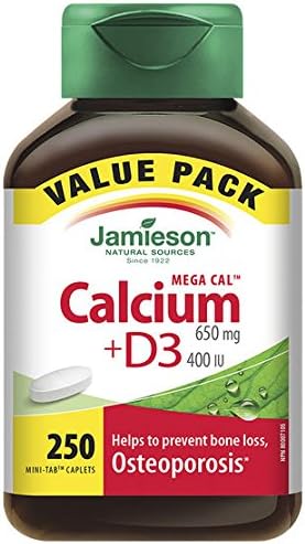 Jamieson Mega CalTM Calcium 650 mg with Vitamin D, 250 tablets (Value Pack)