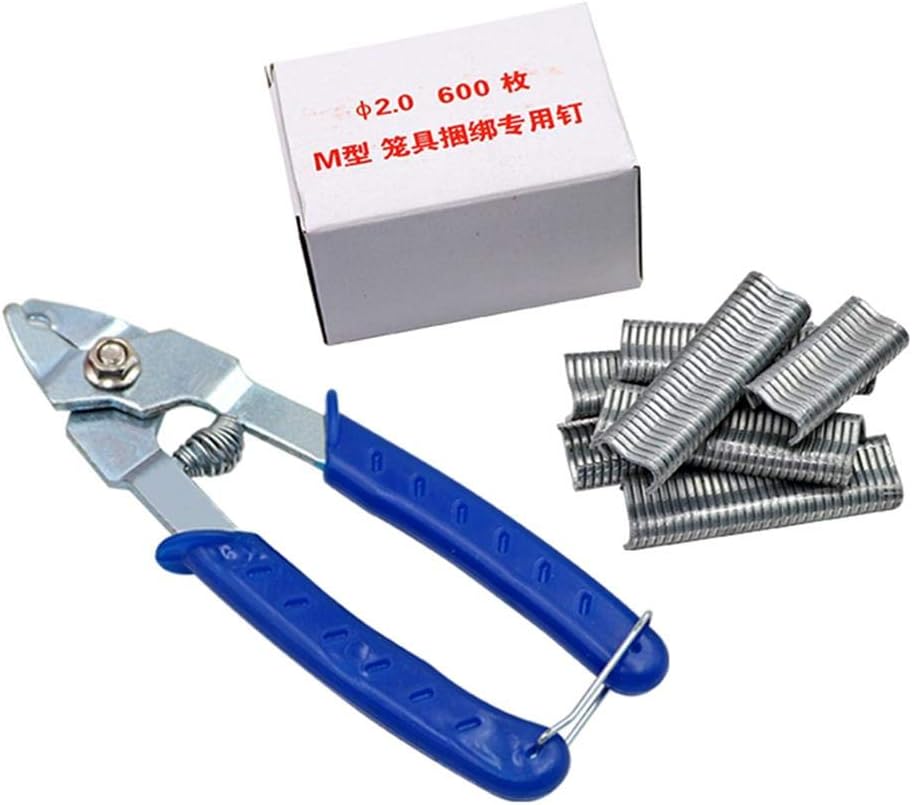 Hog Ring Pliers 600 M Nails Fence Clip Kit Cage Clamp Repair Installation Tools for Animals Cages Wire Fencing Fencing