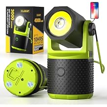 CLAKAP LED Camping Lantern, 3000LM Rechargeable 180 Rotatable Light, 4000mAh Fast Phone Charger with Magnet Hook, IPX4 Waterproof Emergency Flashlight Lantern for Power Outages, Hurricane
