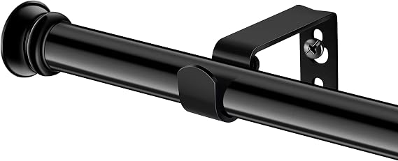 Small Curtain Rods for Windows 30" to 45" 5/8 Inch Standard Decorative Black Curtain Rod with Brackets Easy to Install for Bedroom Living room Kitchen (30",45")