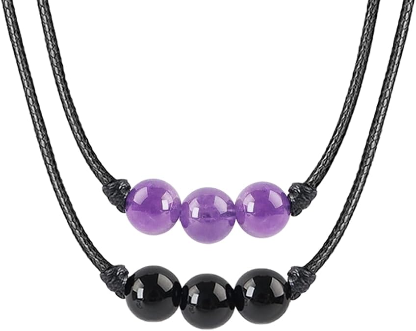 weryerker Lucky Beads Necklace Cord with Adjustable Wax Nylon Rope, Crystal Beaded Choker for Men and Women