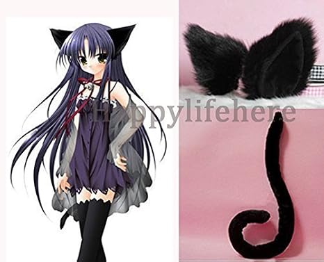 Halloween Cosplay Costume Party's Lovely Anime Cosplay Kitty Cat Ears and Tail (All black)