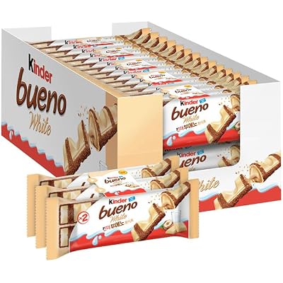 Kinder Bueno White Chocolate Chocolate Bar 1.5 oz 43 g x 30 Pieces Kinder Bueno Chocolate White ASMR YOUTUBE