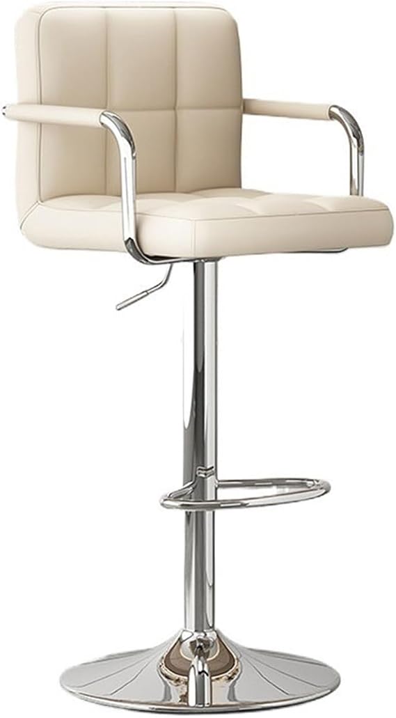 Barstools Modern Fashion PU Leather High Back High Stool Lift Bar Chair Restaurant Coffee Shop Island Chair Kitchen Counter Barstool(White)