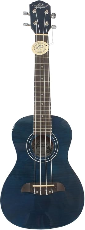 Oscar Schmidt Tenor Ukulele Flame Mahogany, Trans Blue (OU2FTBL-A) Tenor