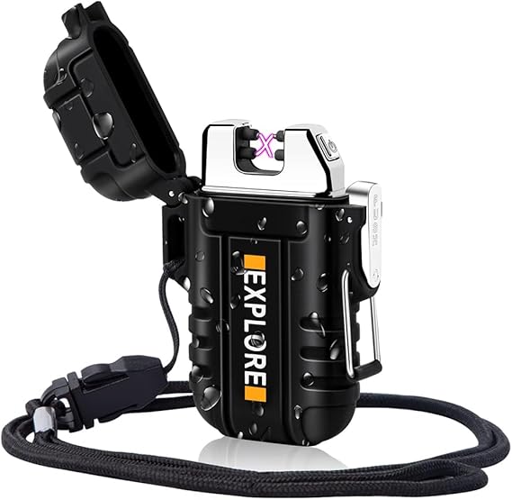 Electric Lighter Rechargeable Dual Arc Plasma Lighter Waterproof Matches