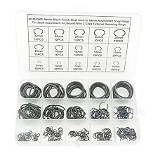 Metric 5mm to 28mm Round Wire C-Clips External Retaining Rings Assortment Kit;Round Wire Snap Rings for Shaft(Black-Finish Steel