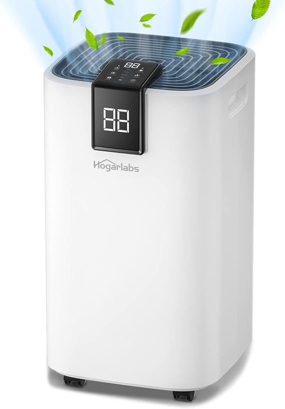 HOGARLABS 16L Dehumidifiers for Home Damp, Intelligent Dehumidifier with Continuous Drainage, 24hr Timer Auto-off, Laundry Drying Dehumidifier Ideal for Home, Bedroom, Bathroom, Basement