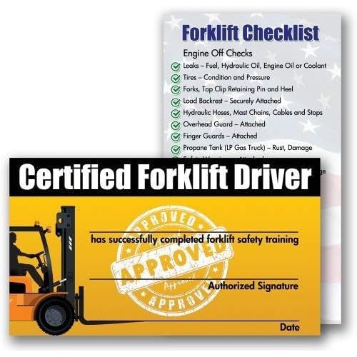 Forklift Operator Safety Training Cards - 50 Cards - Forklift Driver Card - Operator Safety - Wallet Forklift Training Card - Certification Cards