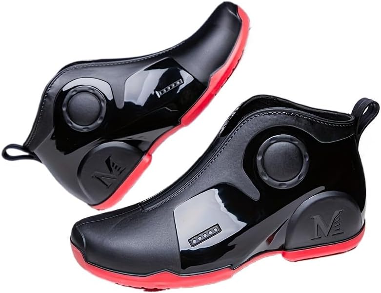 Men's Solid Color Slip On Waterproof Rain Boots, Comfy Non Slip Durable Water Shoes For Men's Rainy Day Outdoor Activities