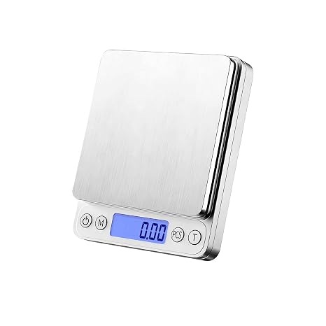 Digital Kitchen Scale, Stainless Steel, LCD Display, Tare Function, Compact 13 x 10.6 x 1.7 cm