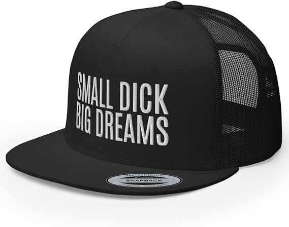 NG Small Dick Big Dreams Embroidered Flat Bill Trucker Hat High Crown Adjustable Funny Saying Cap