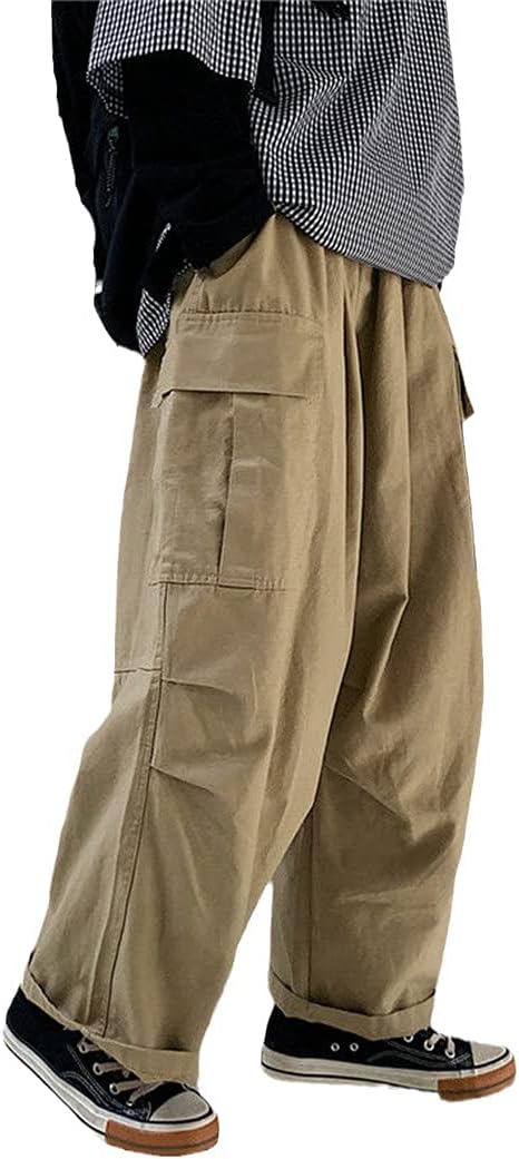 RFXZSAQD Streetwear Khaki Cargo Pants Women Korean Hip Hop Black Wide Leg Trousers Oversize Joggers