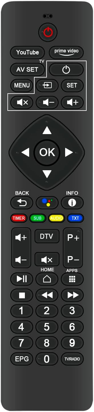 ALLIMITY DVB-T2 Voice Replace Remote Control Compatible with Tele System UP T2 4K: Decoder Digitale Terrestre Android TV Ultra HD, Smart TV Upgrade, Tuner DVB-T2 HEVC HDR10+HLG, HDMI/SCART Adapter