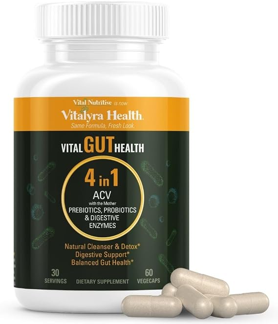 VITAL NUTRITIVE Gut Health Supplement 4-in-1, Apple Cider Vinegar & Enzymes