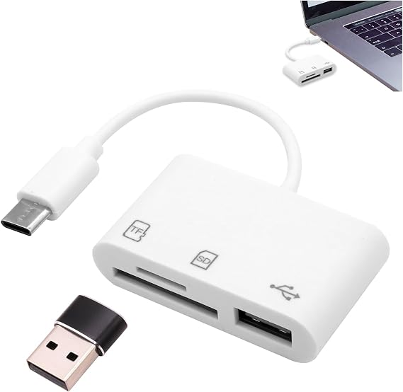 3 in 1 USB C SD Card Reader, USB C to SD, Micro SD, USB 3.0 Adapter, Digital Camera Adapter, Memory Card Reader, Micro SD Memory Card Reader, for iphone, Compatible with Type C Devices