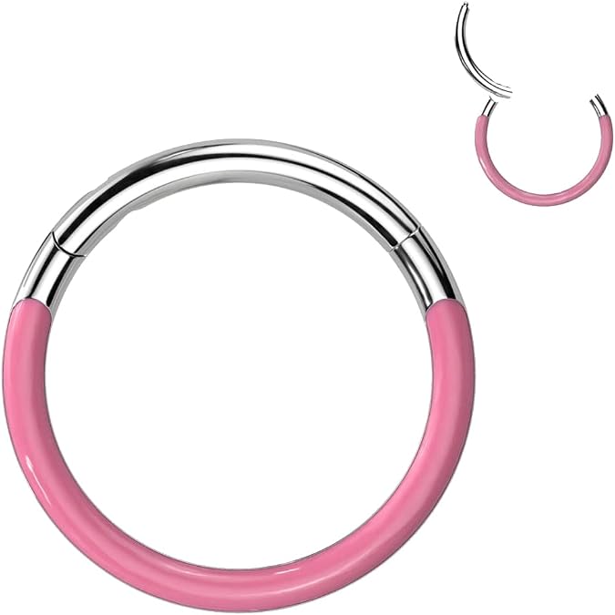 Satix Segment Hoop Nose Ring Implant Grade Titanium Hinged Segment Ring W/Front Facing Glow In The Dark 16g Ear Lip Ring Hoop Helix Cartilage Tragus Earrings Body Piercing Jewelry
