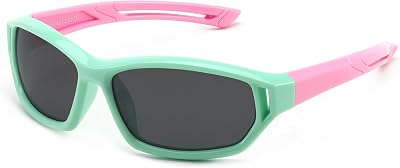 Karsaer Vision Polarized Kids Sunglasses UV400 Protection Flexible TPEE Rubber Frame Baseball Shades for Boys Girls Ages 3-12