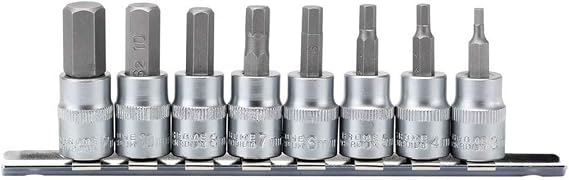 Draper 16285 3/8 Inch Square Drive Hexagonal Socket Bit Set, 48mm