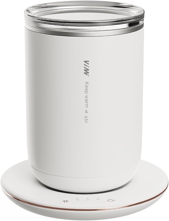 Self Heating Coffee Mug,10oz Heated Mug with Warmer,Smart Temperature Cup from 100-149F,Keep Beverages Warm & Self Stirring,White