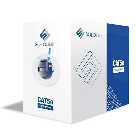 1000ft CAT5e Ethernet LAN Cable 24AWG Solid CCA UTP Wire (Blue)