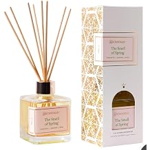 Aromatique, Reed Diffuser Set, Reusable, Refillable Glass Vessel Includes 8 Reed Sticks, Flame Free, Luxury Home Decor Fragance, Boxed for Gifting, (Standard, Smell of Spring)