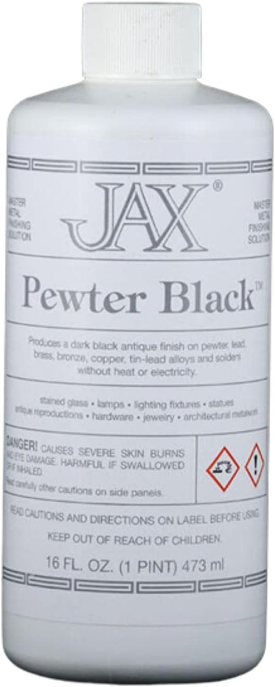 JAX Pewter Black - Metal Finishing Solution - Antique Finish without Heat or Electricity - Pint