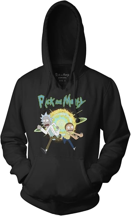 Ripple Junction Rick and Morty Adult Unisex Explosion with Logo Pull Over Fleece Hoodie