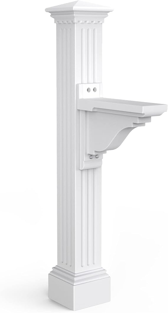 Mayne Manchester Decorative Mailbox Post, White | For post-mount mailboxes, Weather & fade resistant, All season,