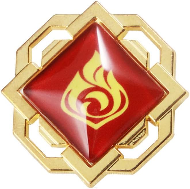 Genshin Impact Vision Brooch Pin Gods Eye Luminous Brooch Game Project Accessories Women, Metal, No Jewels.,