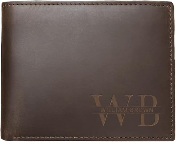 Custom Wallets for Men, Leather Wallets with Engraved Name, Personalized Gifts for Dad, Husband, Son, Boyfriend, Grandpa, Fathers Day Gift, Christmas Gifts, Valentines Day Gifts