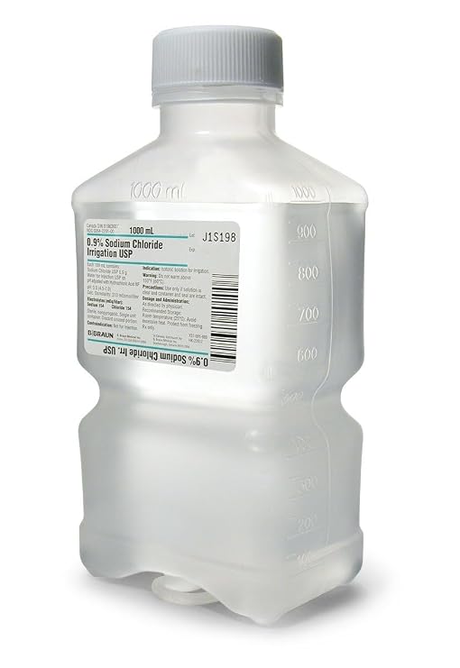 Normal Saline 1000ml 0.9% Sodium Chloride USP for Irrigation - Pack of 2