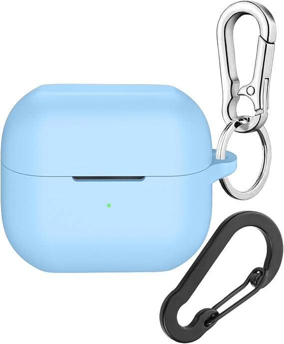 for Samsung Galaxy Buds 3 Case, Soft Silicone Protective Case for Galaxy Buds3 Pro with Keychain, Shockproof Cover Case for Galaxy Buds Pro 3 (2024) for Women Men (Azure Blue)