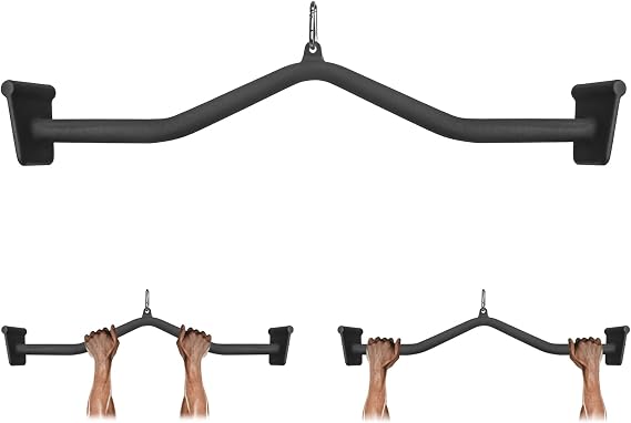 LAT Pull Down Bar, Cable Machine Attachment Lat Bar Heavy Duty Steel Triceps Pull Down Bar Strength Training Wide Grip Handle for Home Gym Workout