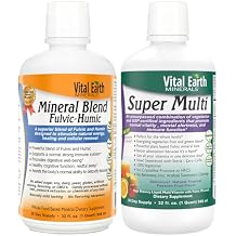Vital Earth Minerals Detox and Wellness Support Fulvic Humic Mineral Blend with 70+ Trace Minerals + Super Multi, Liquid Multivitamins, MTHFR Enhancement, 32 OZ Ea
