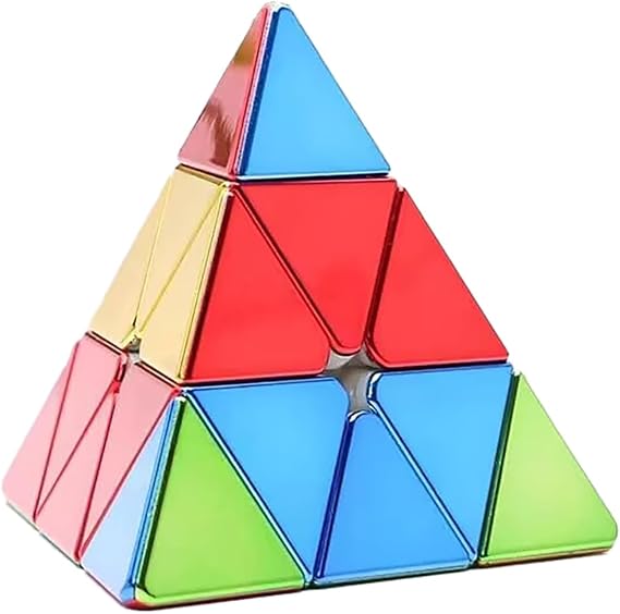 Willking Legend Pyramid 3x3 Metallic Mirror Reflective Stickerless Cube Pyraminx Speed Cube 3x3