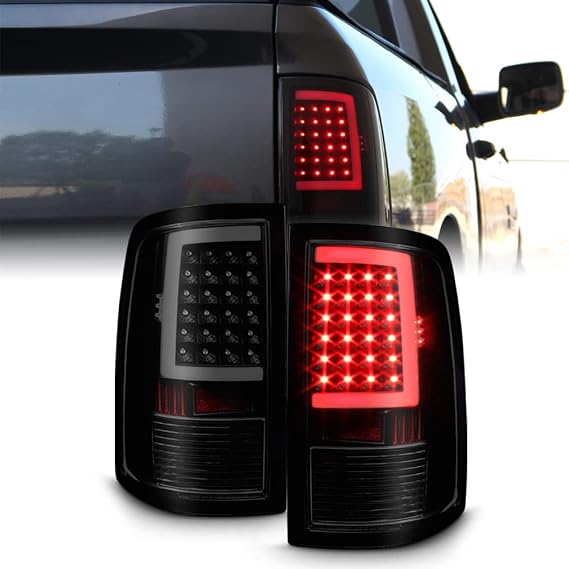 ACANII - For Black Smoked 2009-2018 Dodge Ram 1500 10-18 2500 3500 Incandescent Type Upgrade LED Tube Tail Lights Lamps