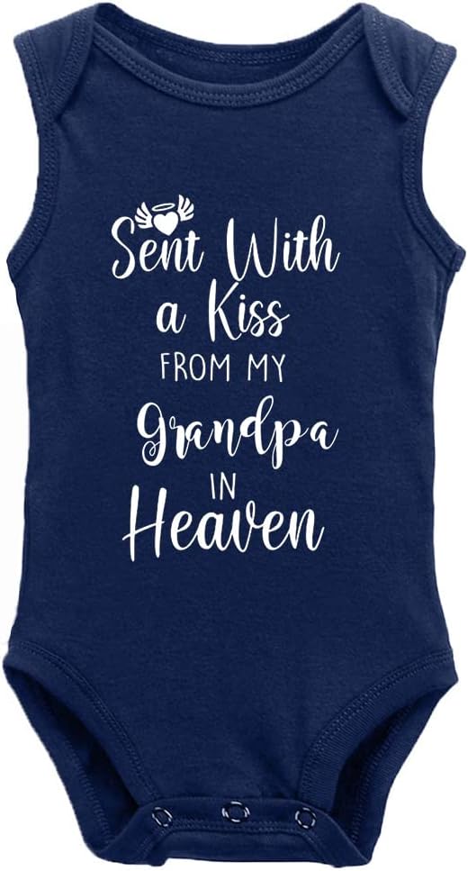 Baby Onesie,Sent with A Kiss from My Grandpa in Heaven-Newborn Infant Baby Bodysuit White Long Sleeve 0-24 Months