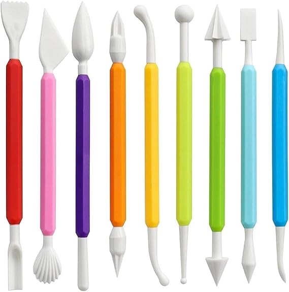 9 Pieces Clay Tools Set for Kids Ages 8+ Air Drying Clay Tool Set Plastic Clay Modelling Tools for DIY Ceramic Modelling Clay Sculpey Polymer Clay - Safer