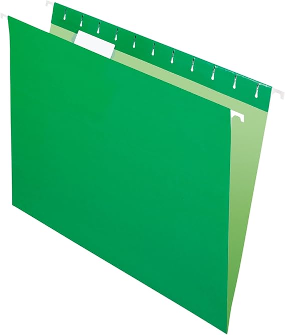Office Depot Hanging Folders, 8 1/2in. x 11in., 1/5 Tab Cut, Bright Green, Box of 25, 97641