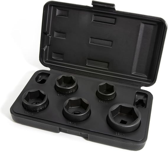 Steelman 5-Piece 3/8-Inch Drive Low Profile Oil Filter Wrench Socket Set, 24mm, 27mm, 29mm, 32mm, and 36mm Sizes