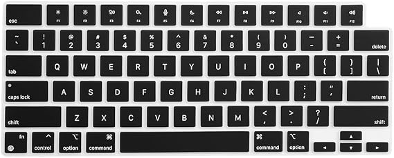 ProElife Keyboard Cover Skin for MacBook Air 13.6 inch 15 inch 2026-2022 M5 M4 M3 M2, Ultra Thin Keyboard Protector U.S Enter for 2026-2022 Air 13.6'' 15'' M5 M4 M3 M2 Accessory (Black)