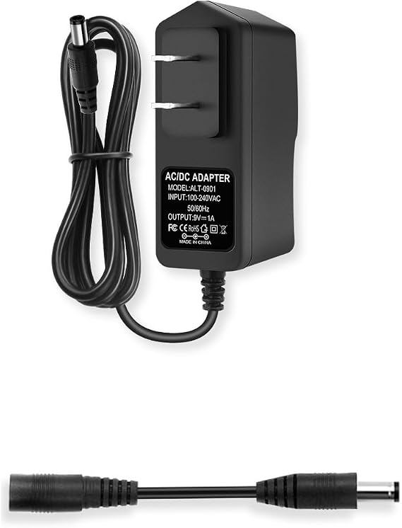9V DC Power Supply 1A Universal AC Adapter, 100-240V 50/60Hz | DC 9V Power Cord with Tip Positive 5.5mm x 2.5mm Plug, 5.5 x 2.1mm Reverse Polarity Converter Cable Center Negative