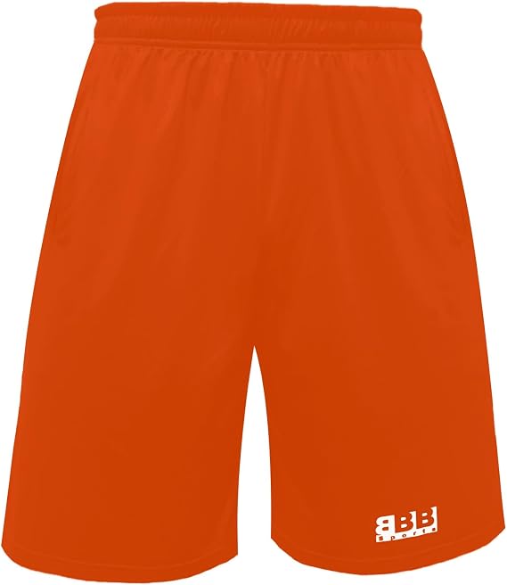 BBB Sports Wicking Training Short w/Covered Elastic Waistband Drawcord Inside Orange