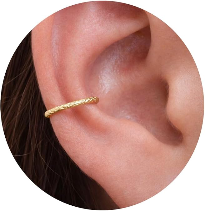 ALOME PIERCINGS Fake Conch Ring Ear Cuff for Women No Piercing Needed Faux Conch Hoop 20G Minimalist Clip On Cartilage Earring Gold Filled or 925 Sterling Silver