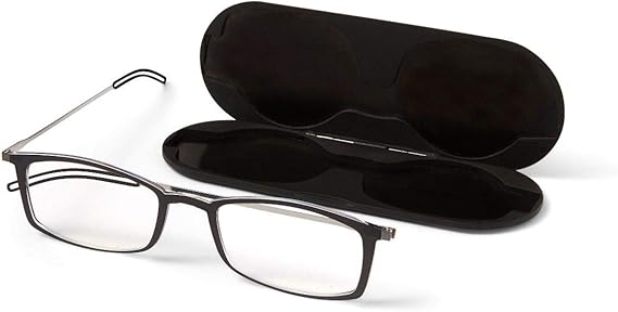ThinOptics Unisex Adult Glasses Reading, Regular Case / Rectangle Black, 1.50 US