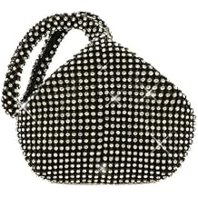 Triangle Bling Sequins Zipper Pouch Luxury Sequins Trihedral Designer Clutch Evening Handbag Mini Tote Coin Purse wallets (Rhinestones, Black)
